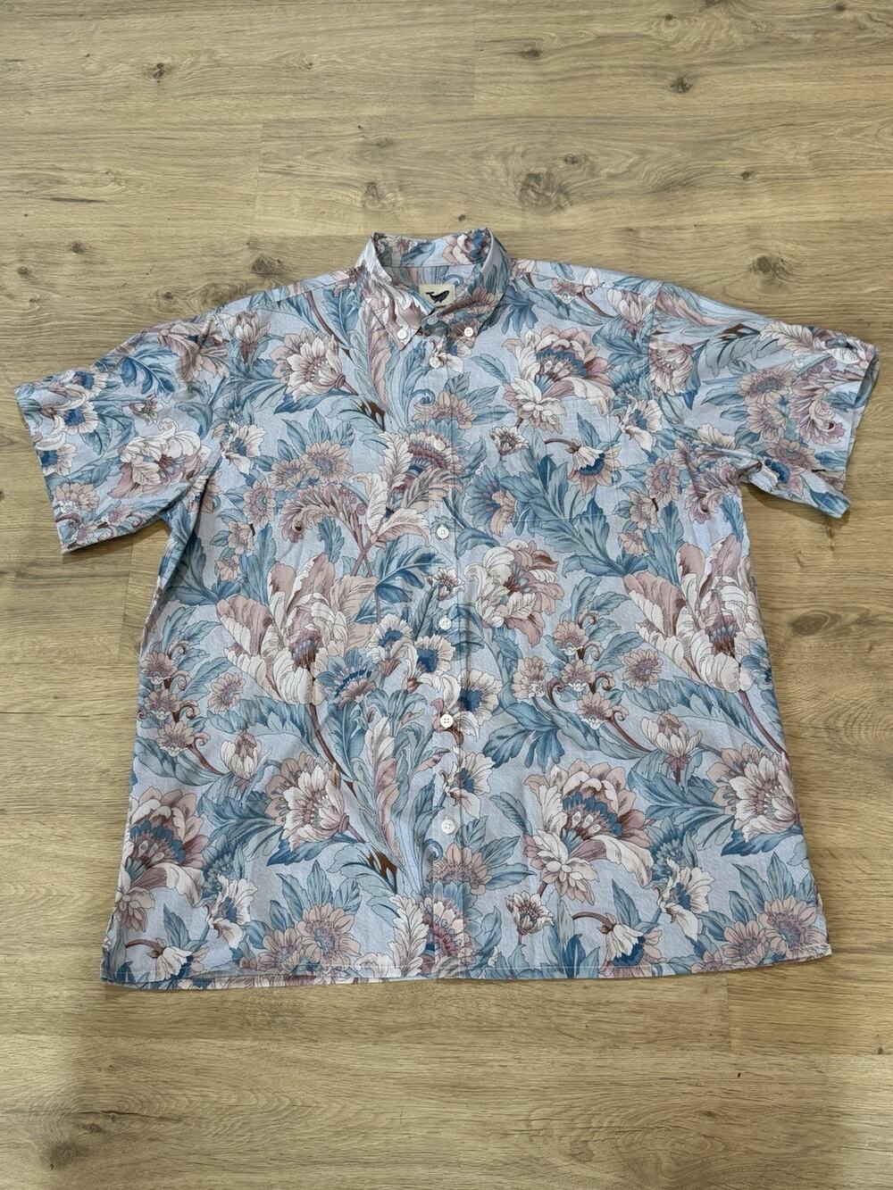 Yiume Shirt Mens 2XLarge Hawaiian Colorful Plants Floral Button Up Aloha Beach